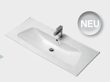 980.991120 Keramikwaschtisch Weiß / Breite 112 cm / Höhe 1,8 cm / Tiefe 48 cm