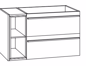 WMKEAA10 Unterschrank mit 2 Auszügen, Einschubregal links - Maße: 100x47,8x44,5 cm