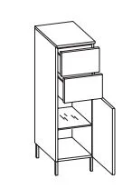 311.013053 - Highboard / 1 Drehtüre / 2 Schubkästen / 1 Einlegeboden / Abdeckplatte / 4 Füße - stehend
