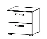 Nachttisch mit 2 Schubkästen / Breite 50 cm / Höhe 49 cm / Tiefe 42 cm