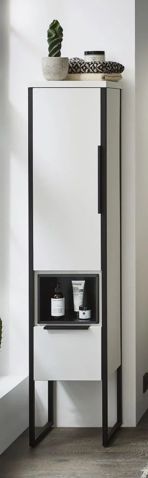 Puris Aspekt Mittelschrank mit Drehtüre / Einschubregal und Ablageplatte - Ansicht 2