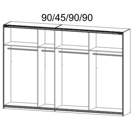 48K8 Breite - 315 cm, 2 Schwebetüren je 92 cm + 1 Schwebetüre 137 cm