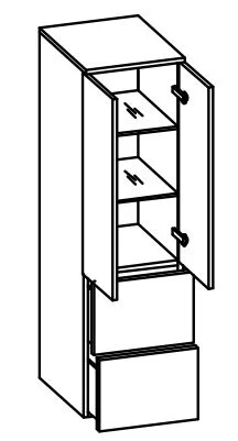 979.013556 Midischrank / 2 Drehtüren / 2 große Schubkästen / 2 Einlegeböden / inklusive Türdämpfer