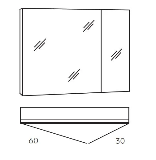MARLIN 3980spiegel - Spiegelschrank 90 cm breit - SOXD9L - Ansicht 2