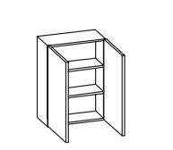 335.015030 Wandschrank / 2 Drehtüren / 2 Einlegeböden / Breite 50 cm / Höhe 70 cm / Tiefe 20 cm
