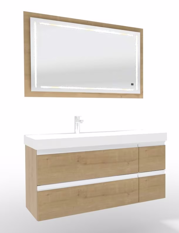Puris c!puro Badmöbel Set - 120 cm Becken - Ablage rechts / mit 4 Auszügen