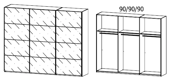 Rauch Select Beluga-Extra - Schwebetürenschrank Korpus in Dekorfarben / Front aus Glas - Ansicht 5