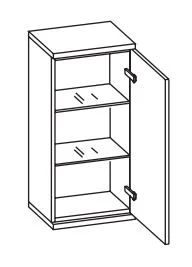 923.013530 Wandschrank / 1 Drehtüre / 2 Glaseinlegeböden / inklusive Türdämpfer / Breite 35,5 cm / Höhe 74,5 cm / Tiefe 20,5 cm