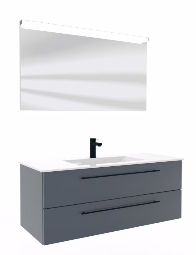 Puris Fresh Badmöbel Set mit Mineralmarmor- oder Glaswaschtisch - 120 cm - Ansicht 14
