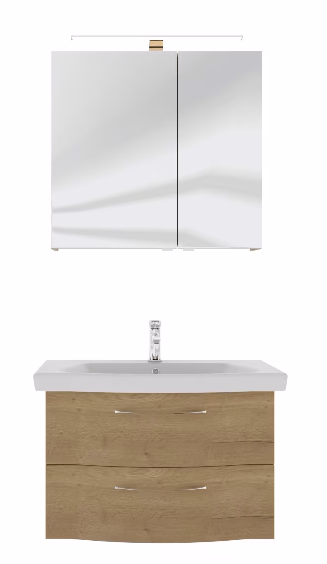Pelipal 6005 Badmöbel Set inkl. Spiegelschrank mit Aufsatzleuchte - 80 cm - Ansicht 2