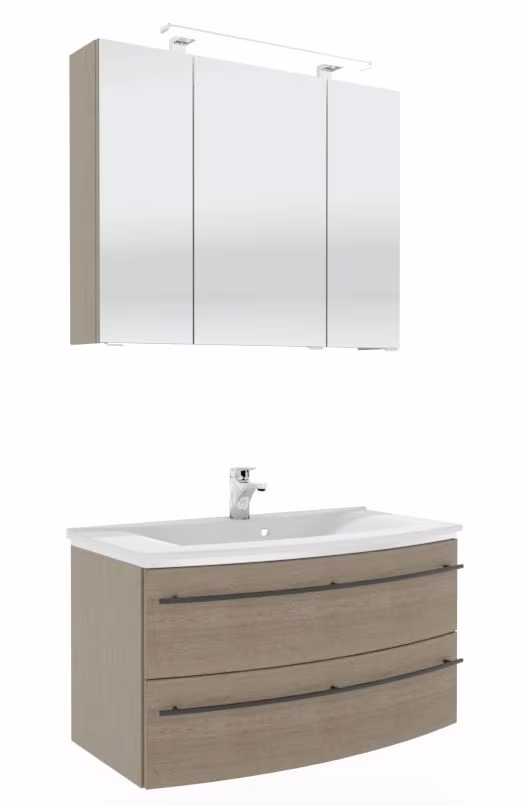 Marlin 3040city Badmöbel Set mit Mineralmarmorwaschtisch - 90 cm - Ansicht 11