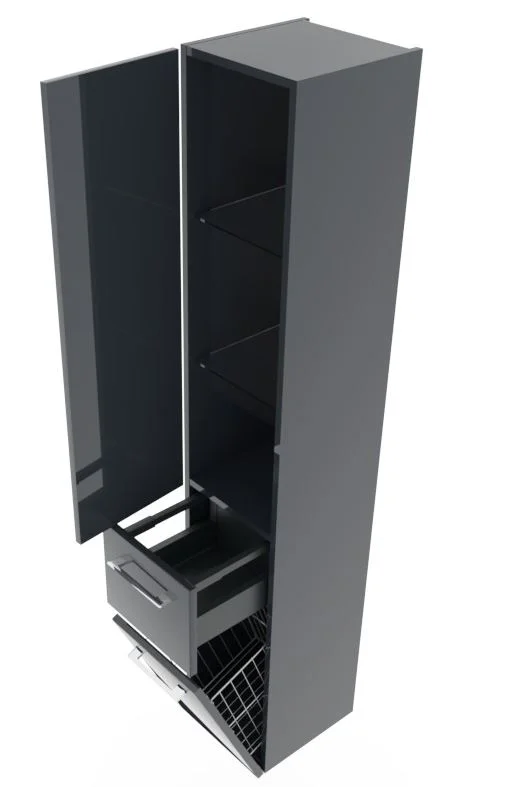 Marlin 3990 Hochschrank mit Wäschekippe, Anthrazit glanz, Anschlag links - Neuware sofort lieferbar - Ansicht 3