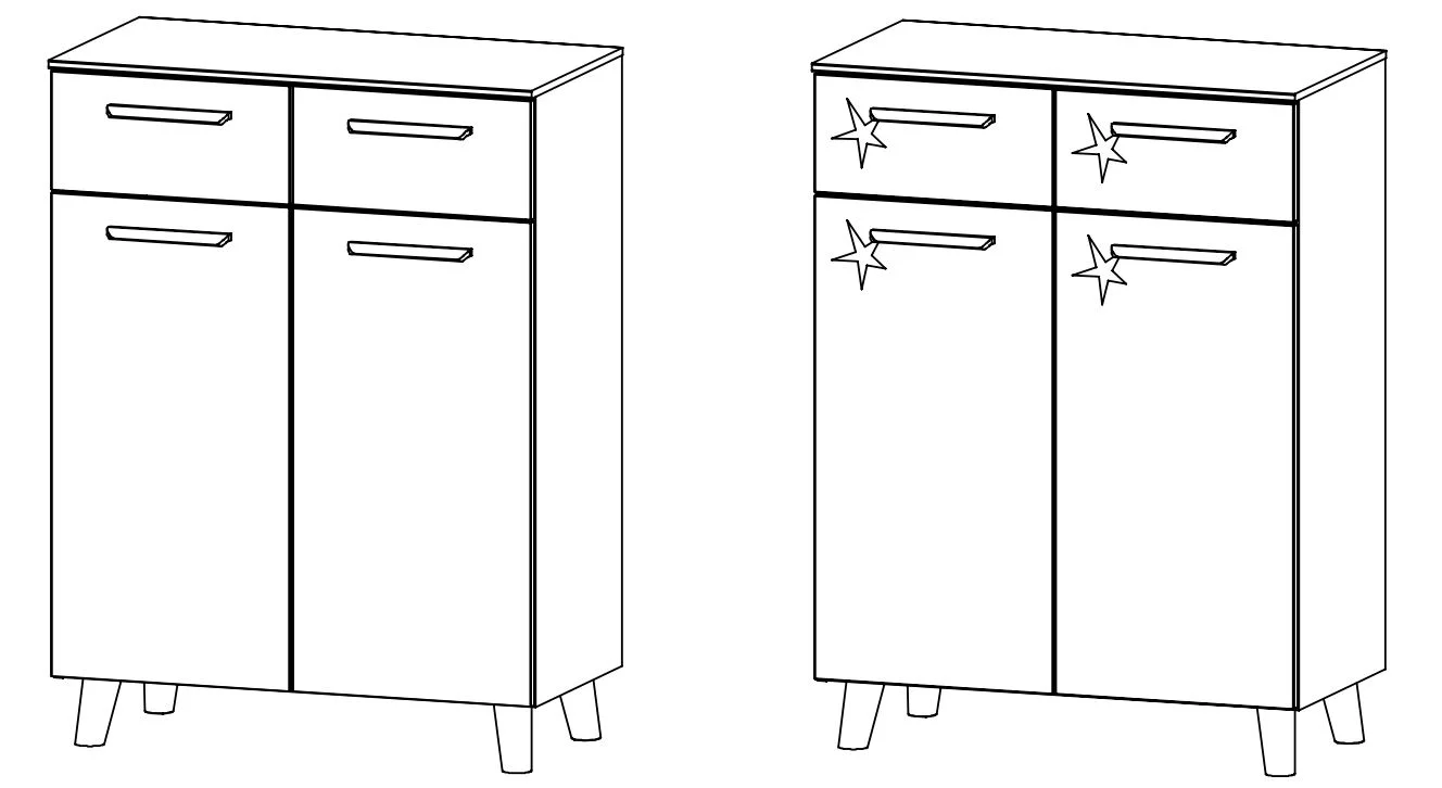 Rauch Select Mavi Extra / Kommoden-Varianten / Füße Wildeiche massiv - 109 cm hoch - Ansicht 3