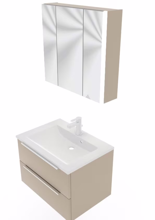 Puris Fresh Badmöbel Set mit Mineralmarmor- oder Glaswaschtisch - 70 cm - Ansicht 5