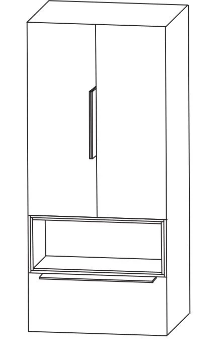 Puris Aspekt Mittelschrank mit 2 Drehtüren / Einschubregal und Ablageplatte - Ansicht 3