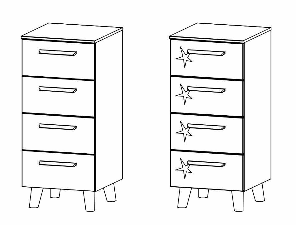 Rauch Select Mavi Extra / Kommoden-Varianten / Füße Wildeiche massiv - 90 cm hoch