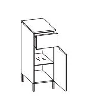 311.013040 - Unterschrank / 1 Drehtüre / 1 Schubkasten / 1 Einlegeboden / Abdeckplatte / 4 Füße - stehend
