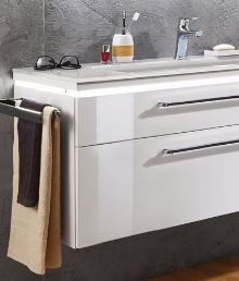Waschtischunterschrank mit 2 Auszügen, LED Beleuchtungsprofil, Abdeckplatte - Maße: 47x120x52,4 cm