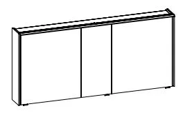 6010-SPS 06, Spiegelschrank inkl. LED Lichtkranz, 3 Drehtüren einfach verspiegelt, mit Schalter und Steckdose - 70,9x154x17,6 cm