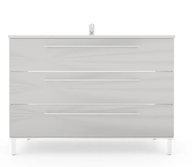 Puris Quada Mineralmarmorwaschtisch mit Unterschrank 120 cm - Weiß glanz - sofort lieferbar - Ansicht 3