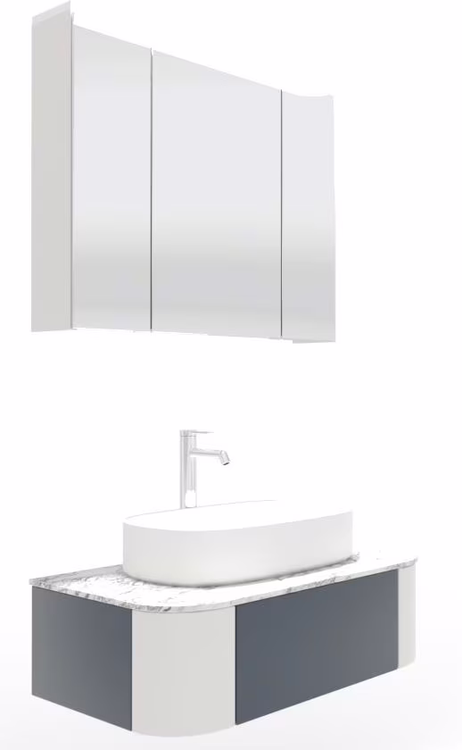 Puris Veluna Badmöbelset mit Aufsatzwaschtisch und Spiegelschrank - 80 cm - Ansicht 5