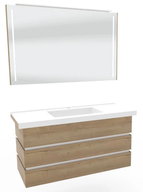 Thielemeyer Fresh Massivholz Badmöbelset mit Mineralsteinwaschtisch - 122 cm - Ansicht 3