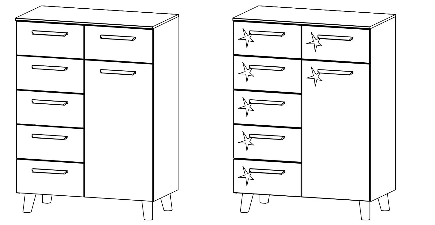 Rauch Select Mavi Extra / Kommoden-Varianten / Füße Wildeiche massiv - 109 cm hoch - Ansicht 5