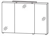S2A531267 Spiegelschrank Serie A, 3 Spiegeltüren auf Trägerplatte, inkl. LED-Aufbauleuchte, inkl. Schalter und Steckdose - 15x120x80 cm