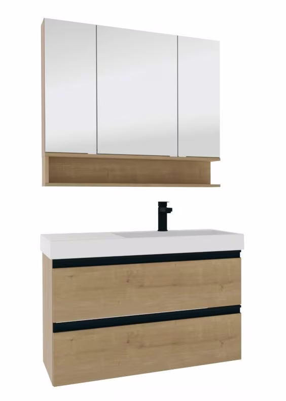 Puris c!puro Badmöbel Set - 90 cm mit Ablagefläche links / mit 2 Auszügen - Ansicht 11