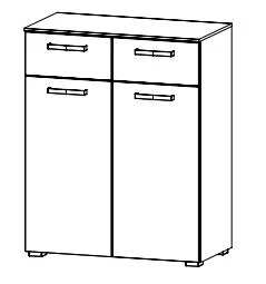 Kombikommode mit 2 Türen und 2 Schubkästen / Breite 80 cm / Höhe 100 cm / Tiefe 42 cm