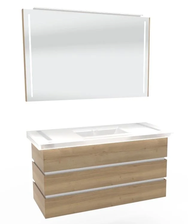 Thielemeyer Fresh Massivholz Badmöbelset mit Keramikwaschtisch - 122 cm