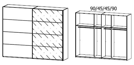 Rauch Oragen Belus Plus - Schwebetürenschrank Dekorfarben / Front Absetzung Glas - Ansicht 4