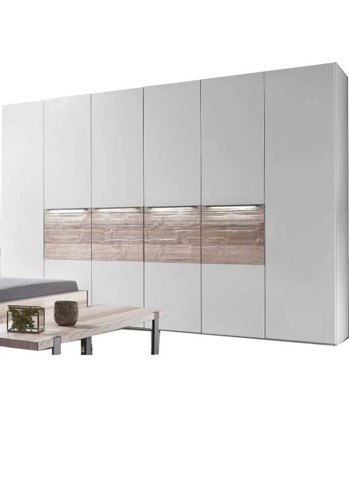 Thielemeyer Steel Drehtürenschrank / Ausführung Lack Weiß mit Spaltholz - 6-türig