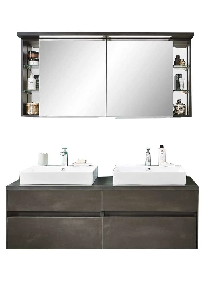 Puris Unique Badmöbel Set 142 cm breit mit Spiegelschrank