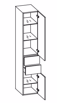 943.013521 Hochschrank / 2 Drehtüren / 3 Einlegeböden / 2 Schubkästen / inklusive Türdämpfer