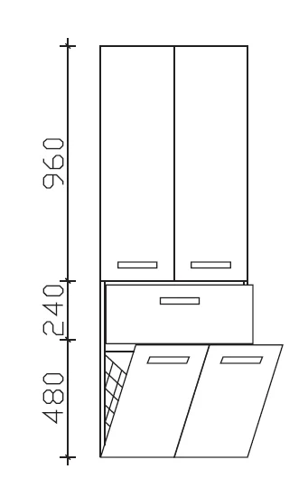 Hochschrank 60 cm breit mit Wäschekippe 992.116026 / 992.126026