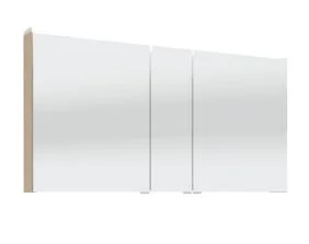 Spiegelschrank 120 cm S2A431277 - für Doppelwaschtisch-Lösung, 3 Doppelspiegeltüren, 2 Mittelwände, 6 Glasfachböden, 1 Schalter-Steckdosen-Element, 1 LED-Flächenleuchte, 18,2 Watt / Converter 30 Watt, für Doppelwaschtisch-Lösung, Energieeffizienzklasse: A