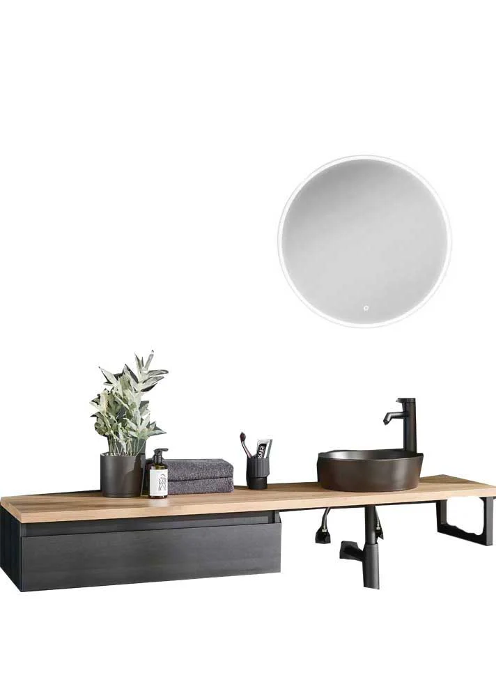 Puris Vialli Waschtisch mit Unterschrank 160 cm breit - Becken rechts - Ansicht 2