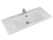 Glaswaschtisch optiwhite, mit Armaturbohrung und externem Überlauf - 1,5x101x46 cm