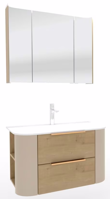 Puris Veluna Badmöbelset mit Stonepluswaschtisch und Spiegelschrank - 80 cm - Ansicht 2