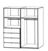 Korpus für Schiebetüren mit Kombi-Element - Breite 200cm / Höhe 222cm