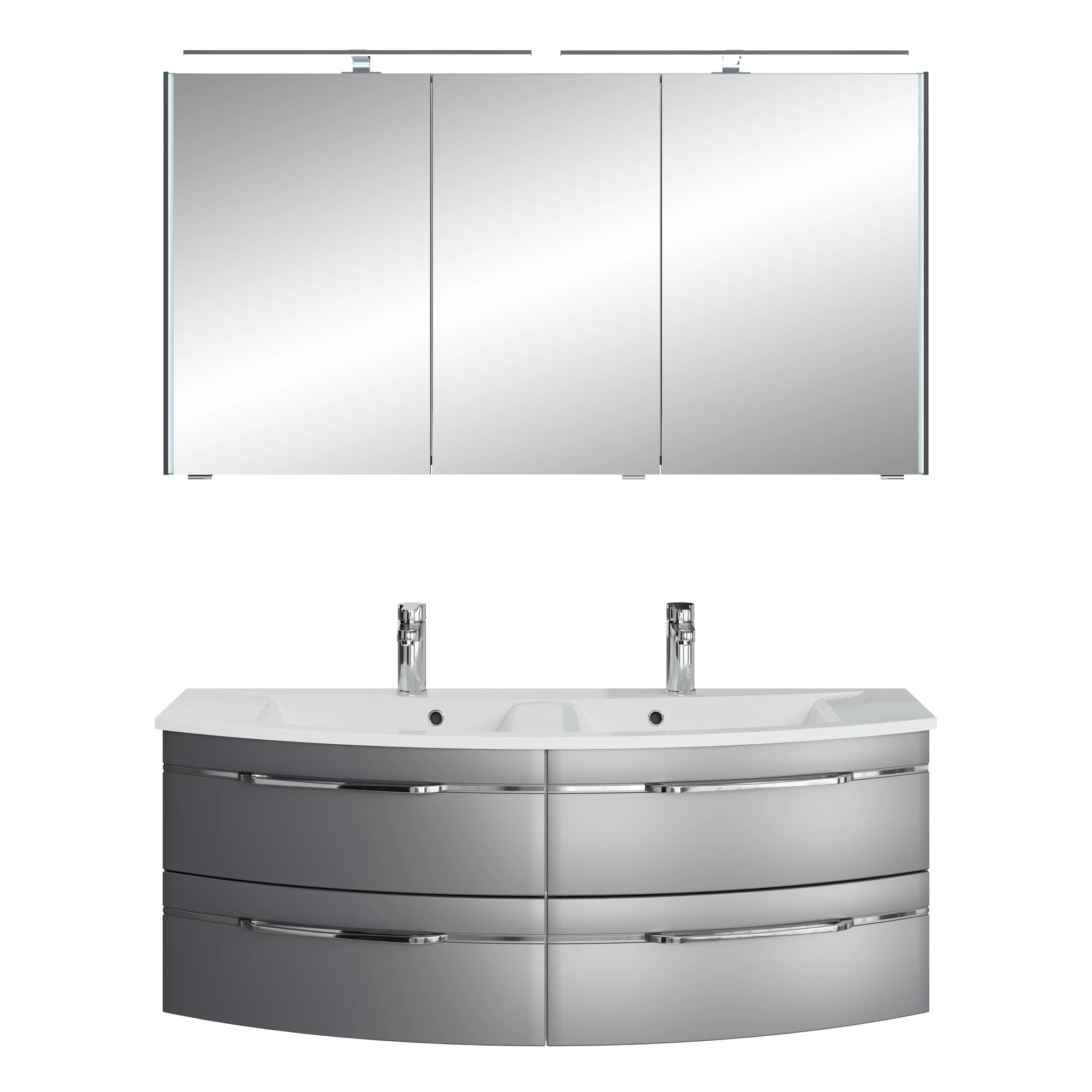 Pelipal 7045 Badmöbel Kombination 130 cm - mit Doppelwaschtisch mit Spiegelschrank
