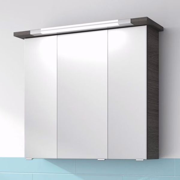 Spiegelschrank mit LED-Leuchte im Kranzboden