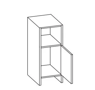 305.043241 Unterschrank / Breite 33 cm / Höhe 81,5 cm / Tiefe 28 cm - 1 Drehtüre, 1 Nische