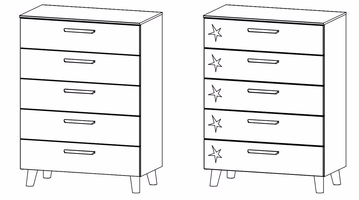 Rauch Select Mavi Extra / Kommoden-Varianten / Füße Wildeiche massiv - 109 cm hoch - Ansicht 2