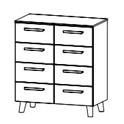 Schubkommode mit 8 Schubkästen - Füße und Griffe Wildeiche massiv - Breite 80 cm /  Höhe 90 cm / Tiefe 42 cm