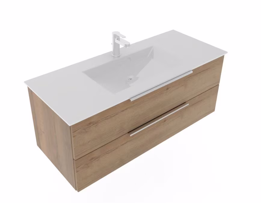 Puris Fresh Badmöbel Set mit Mineralmarmor- oder Glaswaschtisch - 120 cm - Ansicht 3