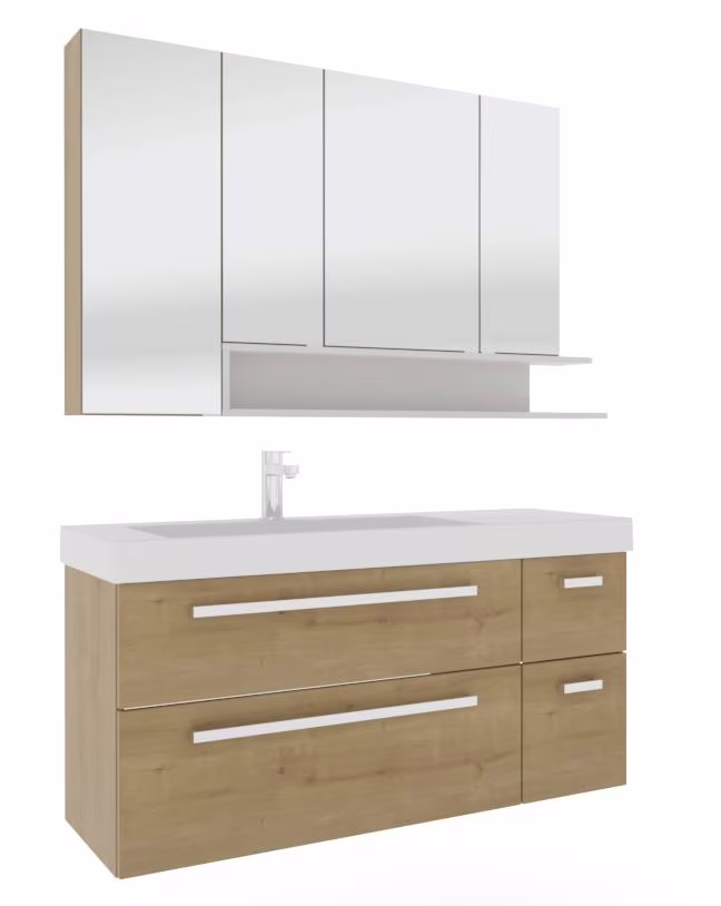 Puris c!mano Badmöbel Set - 120 cm Ablagefläche rechts - Ansicht 12