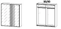 Schwebetürenschrank, Front Glasauflage, Aufleistung korpusfarben  5G37