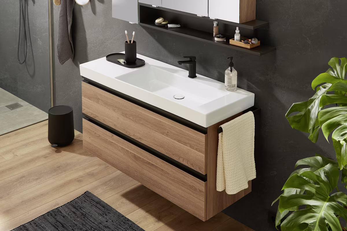 Puris c!puro Badmöbel Set - 122 cm mit Spiegelschrank